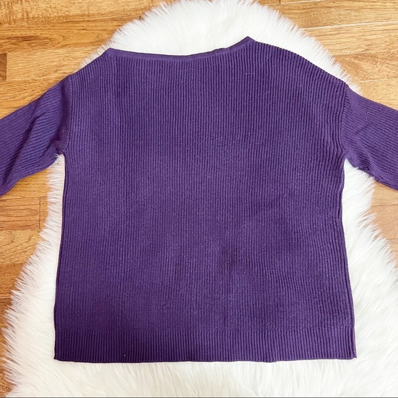 Bar III Purple Plus SizeRibbed Zipper-Sleeve On or Off Shoulder Sweater - Picture 4 of 4